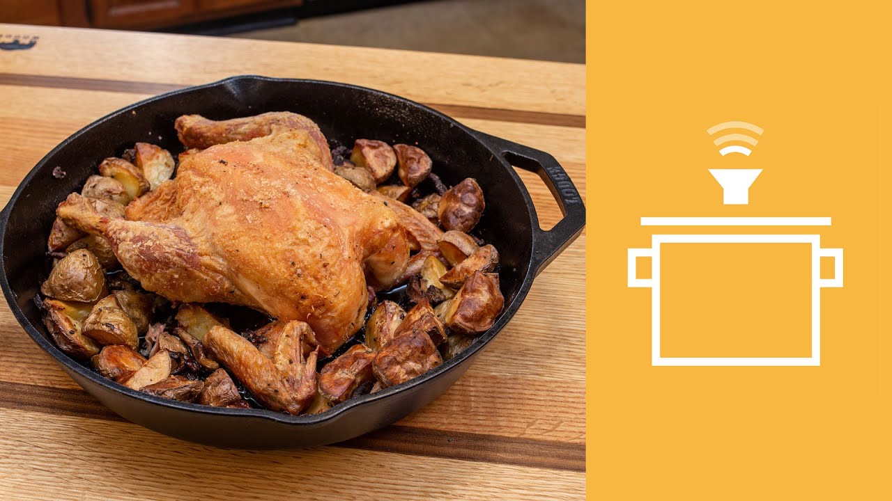 Silently Cooking - Crispy Roast Chicken, Potatoes & Mushrooms [Mini-Thanksgiving]