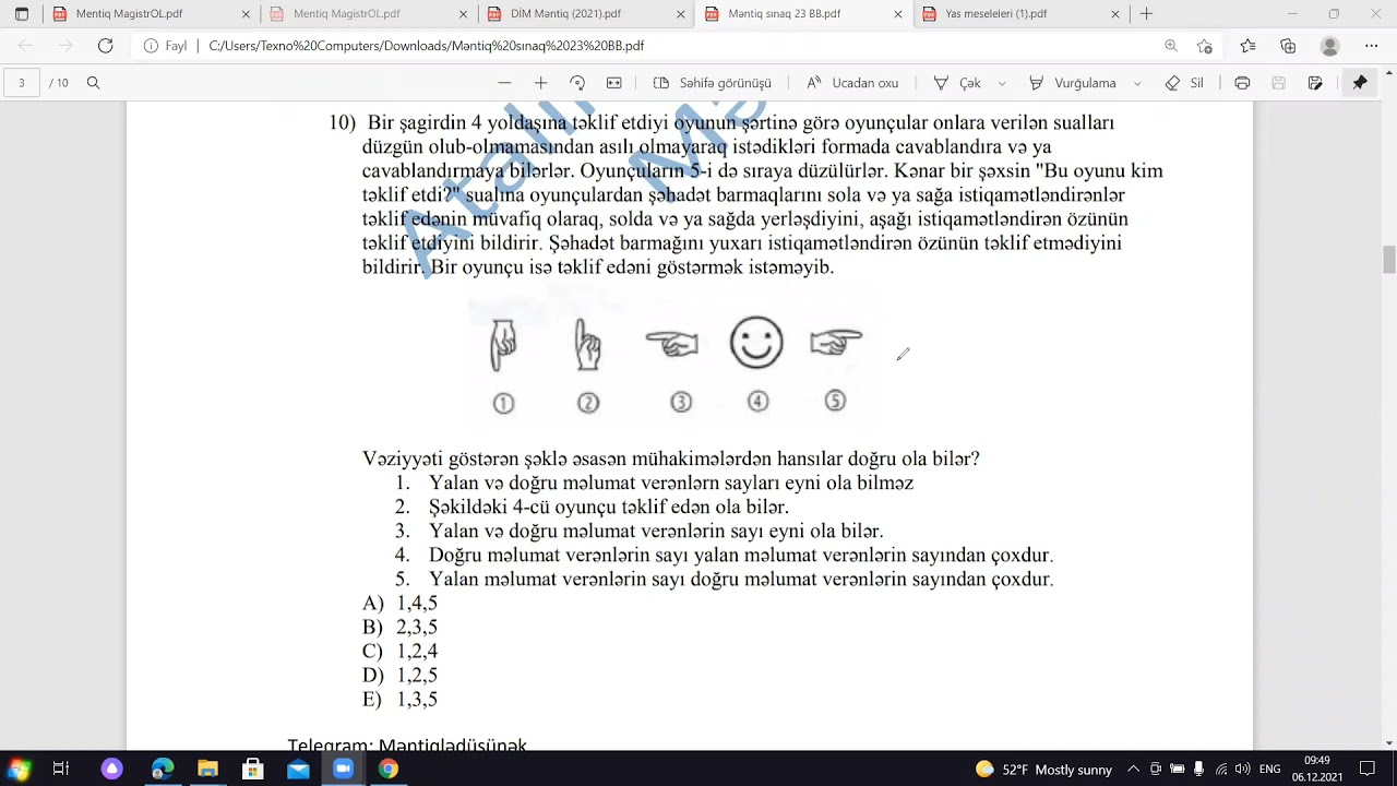 Barmaq Məsələsi Məntiq( ilin ən çox axtarılan sual tipi)