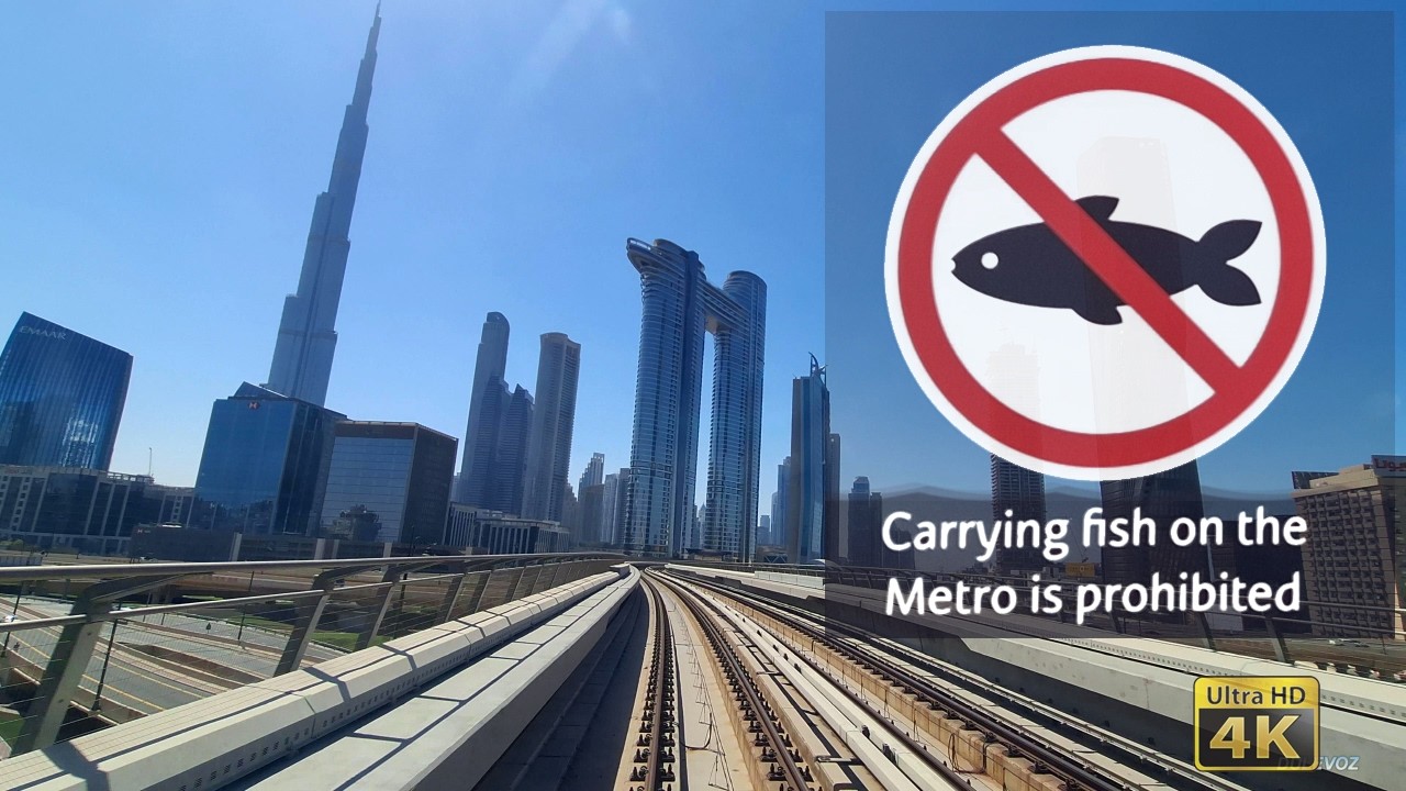 Ride through the urban future - Dubai Metro - The city skyline of today's future [4K]