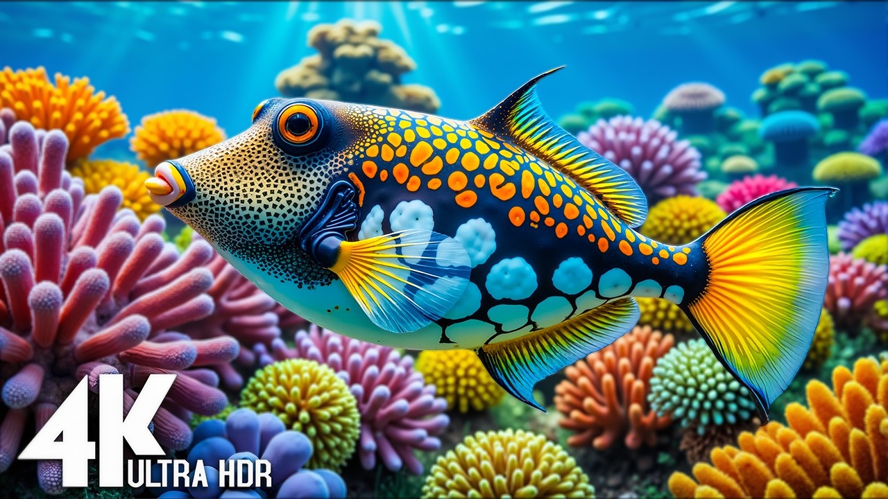 Pure Bliss: Aquarium 4K Ultra HD - Stunning Coral Reef Fish with Relaxing Meditation Music for Sleep
