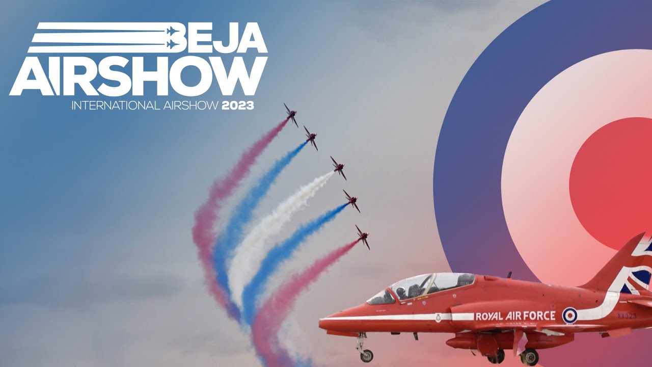 RAF RED ARROWS Display at BEJA Airshow 2023