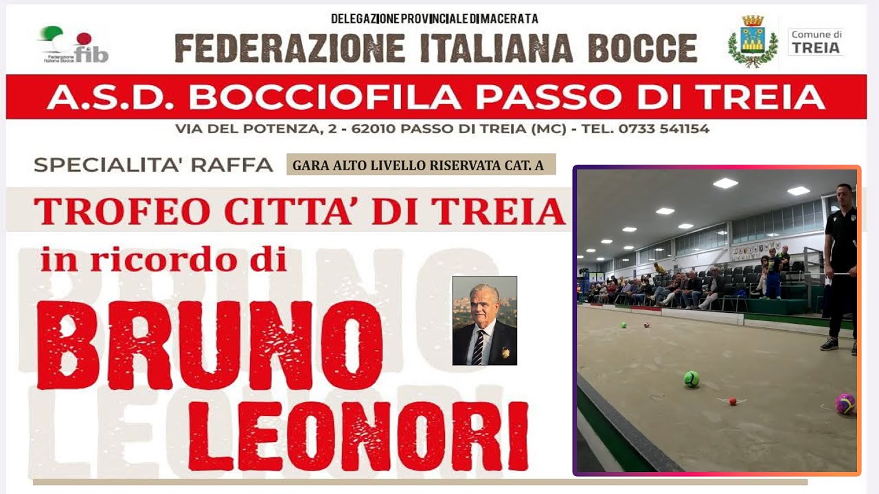Trofeo Città di Treia - Gara alto livello individuale riservata cat. A **RANKING 2026** Bocce Raffa