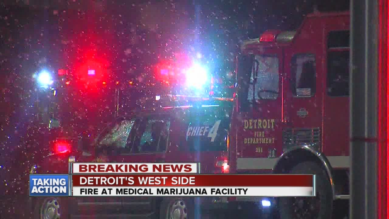 Crews battle fire at medical marijuana dispensary in Detroit