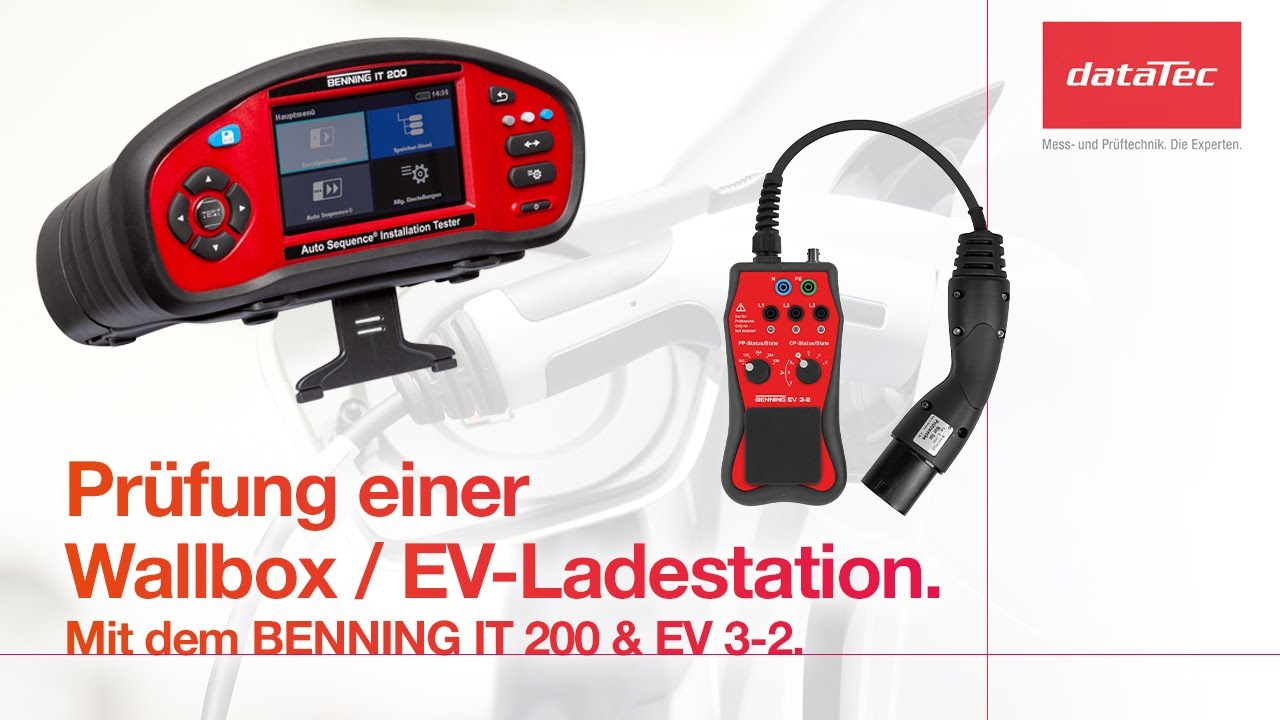 Prüfung einer Wallbox-/EV-Ladestation mit BENNING IT 200 und Messadapter EV 3-2