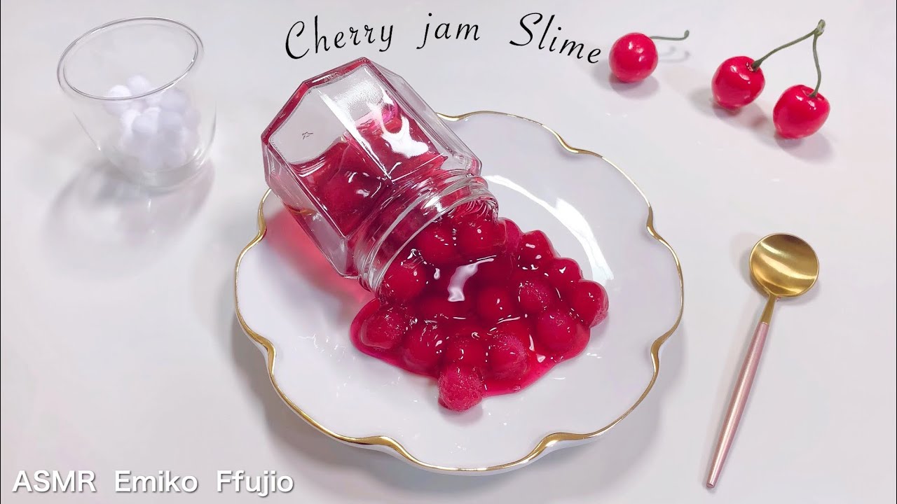 【ASMR】🍒チェリージャムスライム🥄【音フェチ】체리 잼 슬라임 Cherry jam Slime No talking ASMR
