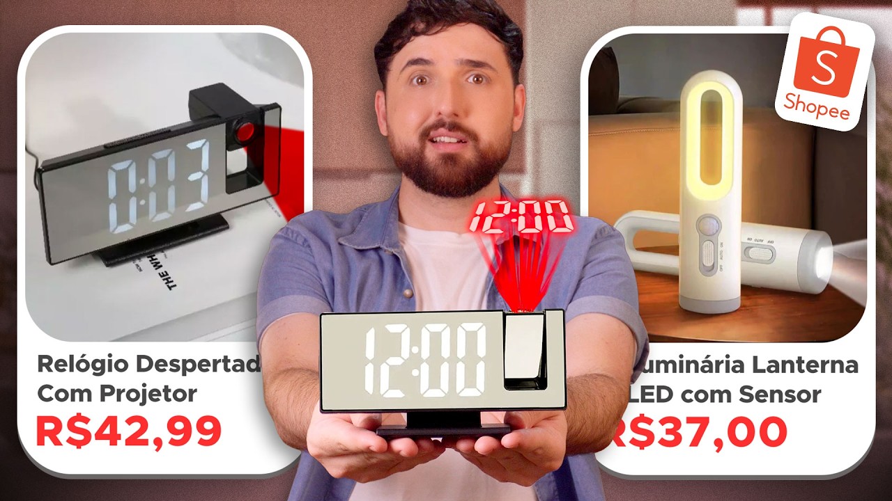 😱 Produtos PARA O QUARTO da Shopee | Relógio Projetor, Luminária Lanterna e BlackOut com Velcro