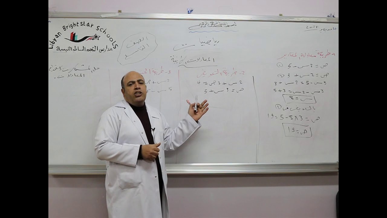 مادة الرياضيات للصف التاسع الأساسي /  المعادلات الآنية