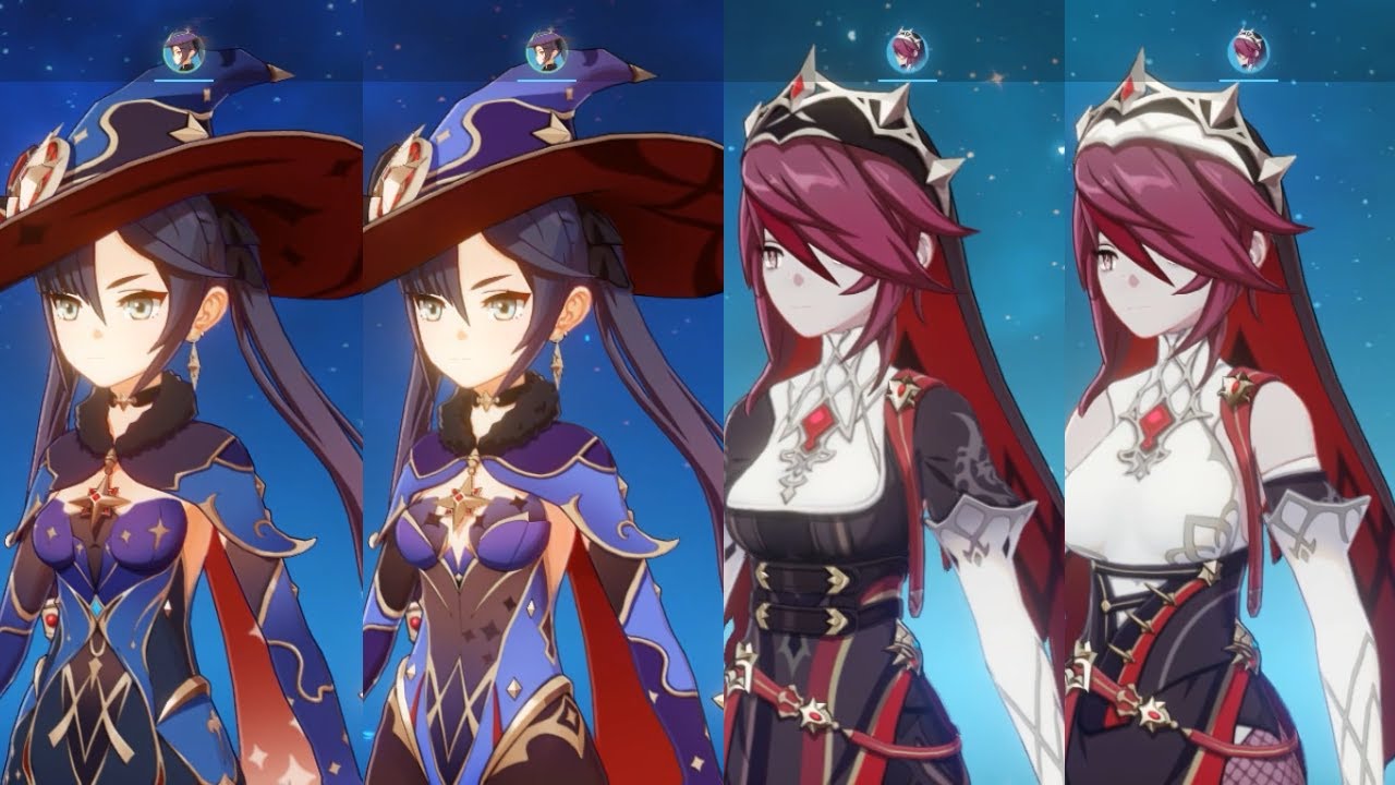 Genshin Impact New Outfits (Jean, Amber, Rosaria, Mona) Old Vs New Side By Side Comparison