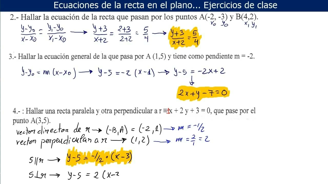Rectas en el Plano: ejercicios de clase
