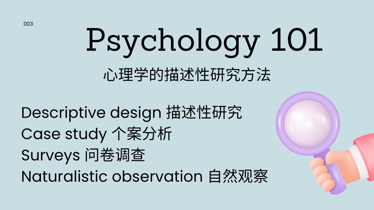 Psychology101|描述性研究方法 (Descriptive Design)