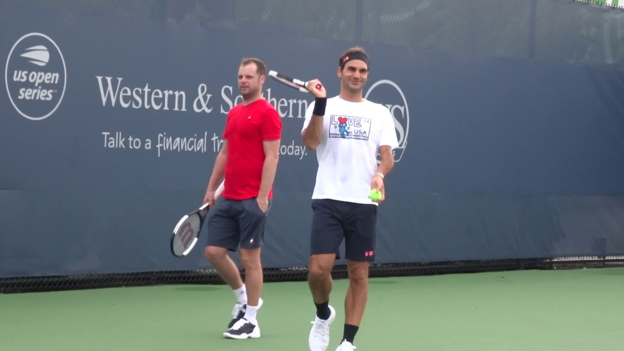 Roger Federer practice with Richie in Cincy 20180816