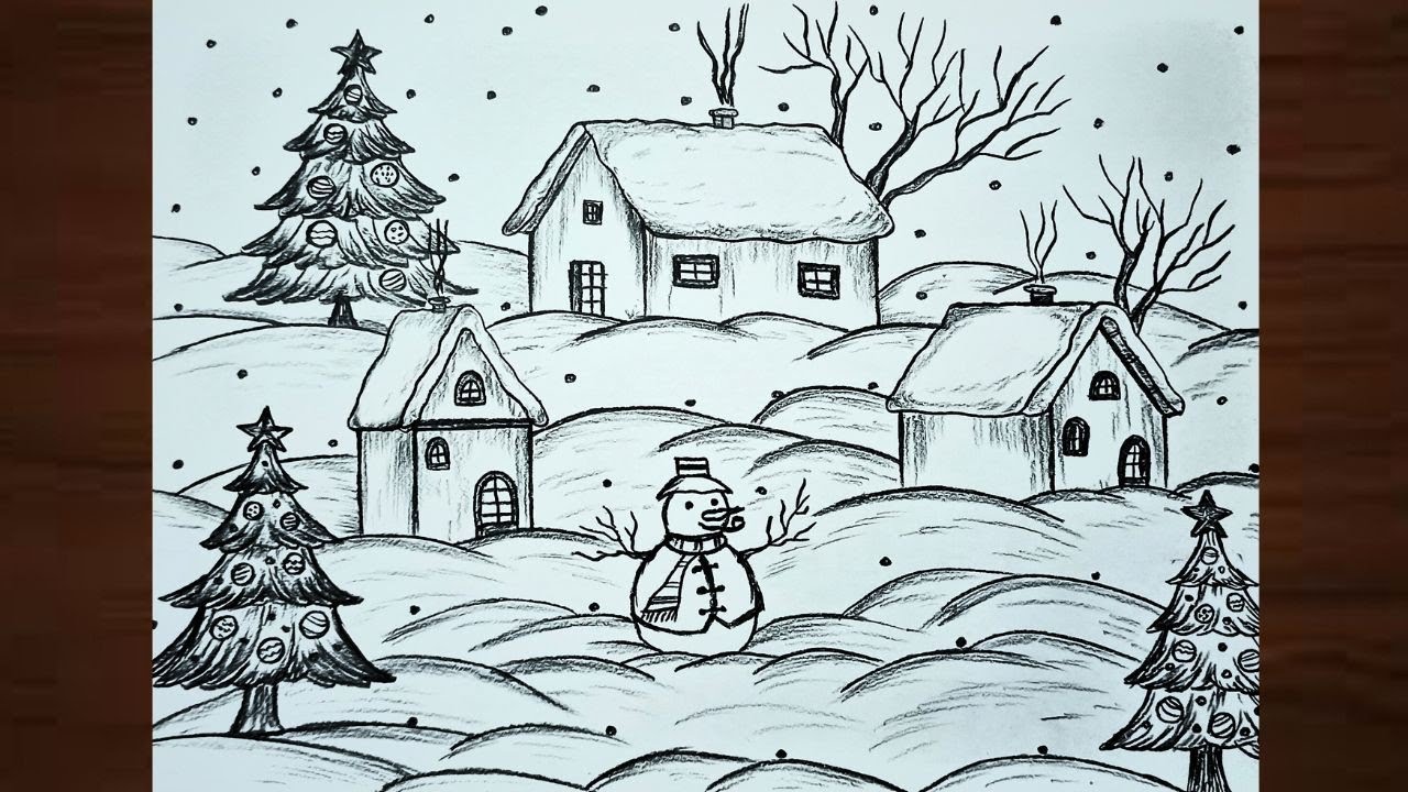 Step by Step Christmas Holiday Drawing Art Tutorial in Real Time | Merry Christmas Drawing Tutorial