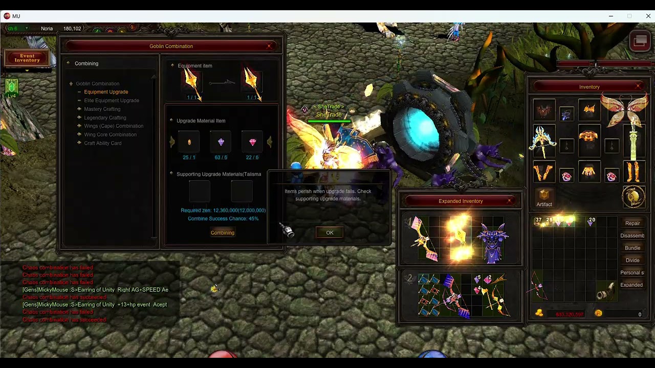 SheTrade MuOnline Alfheim, Chaos Dragon Axe MAX