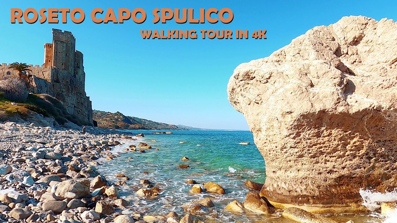 A Castle by the sea in Roseto Capo Spulico, Calabria (Italy walking tour in 4k)
