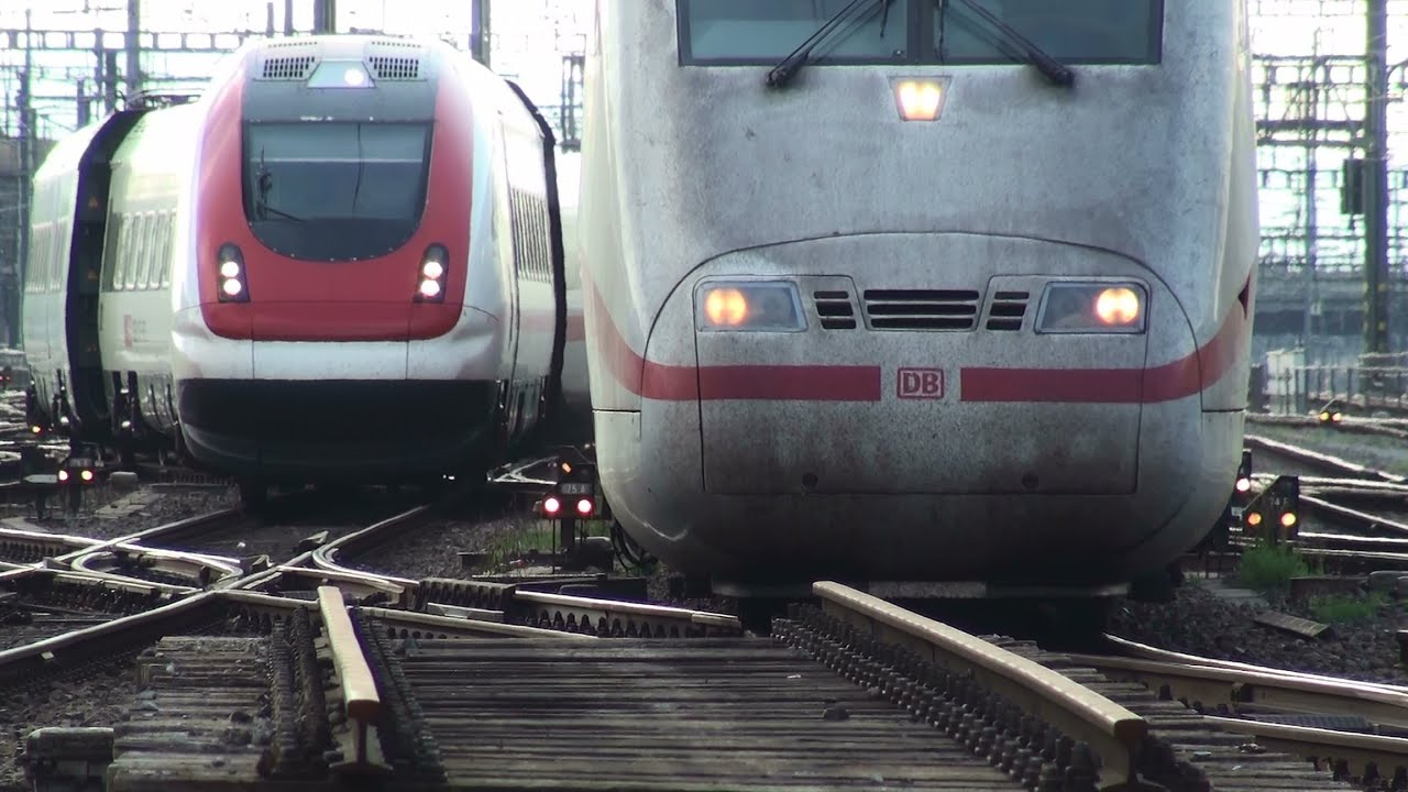 Zug #1 - ICE und ICN Parallelfahrt am Hauptbahnhof Zürich-Trains #1