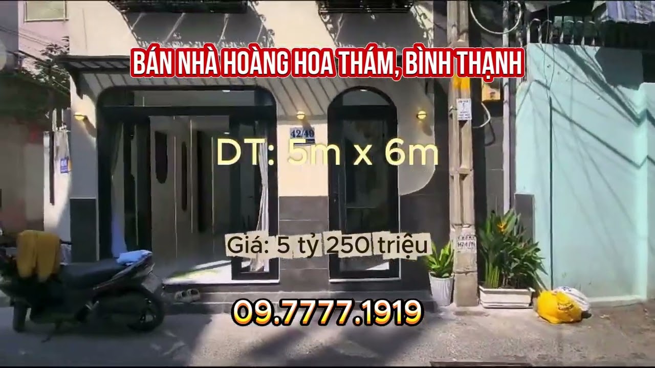 Bán nhà MT Quận Bình Thạnh,  đường Hoàng Hoa Thám, ngang 5m dài 6m. 