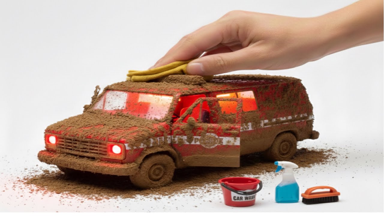 Extreme Muddy Fire Engine Restoration - Satisfying ASMR 🚒💦#satisfying #asmrwork 