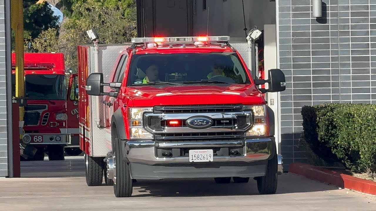 Oxnard Fire Department Squad 68 Responding Code 3 to a Vehicle vs Pedestrian 