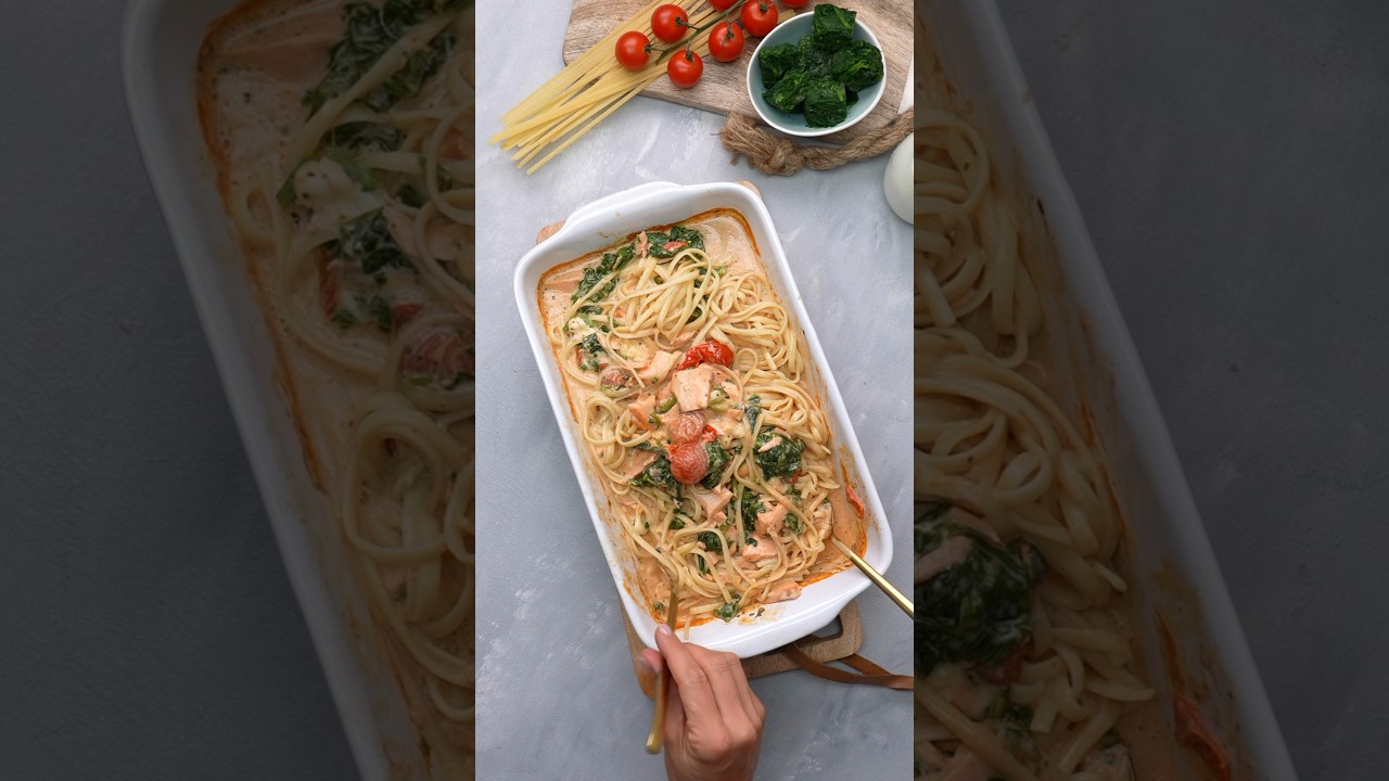 Schnelle Ofen-Lachs-Pasta 🍝 🐟 