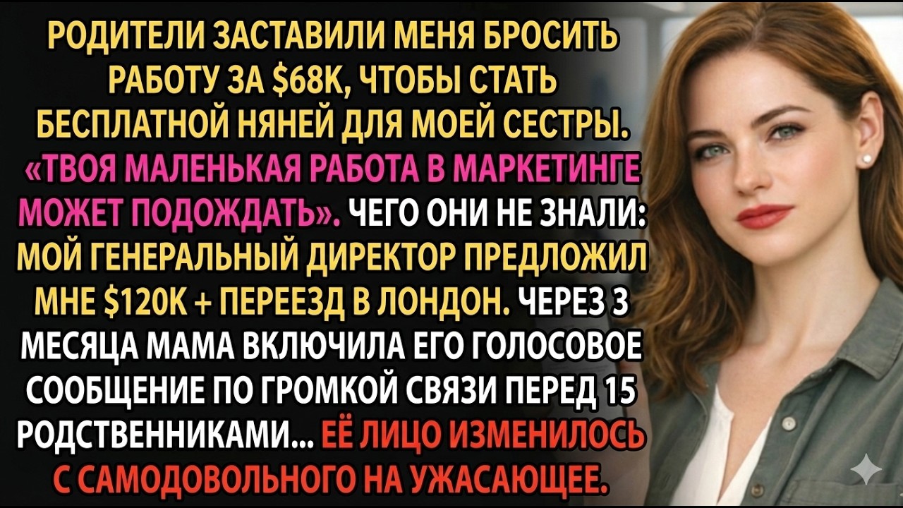 Родители заставили меня стать няней сестры. Сообщение CEO заставило их побледнеть.