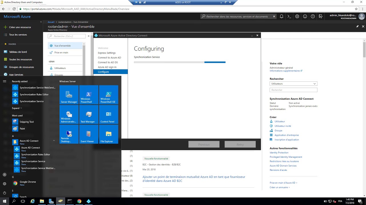 Synchronisation d’un Active Directory Local à Azure Active Directory