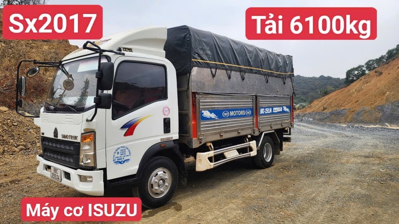 TMT SINOTRUK TẢI 6100KG SX2017 MÁY CƠ ISUZU PHANH HƠI LOCKÊ THÙNG DÀI 4M2 LH 0986844367-0986700999 