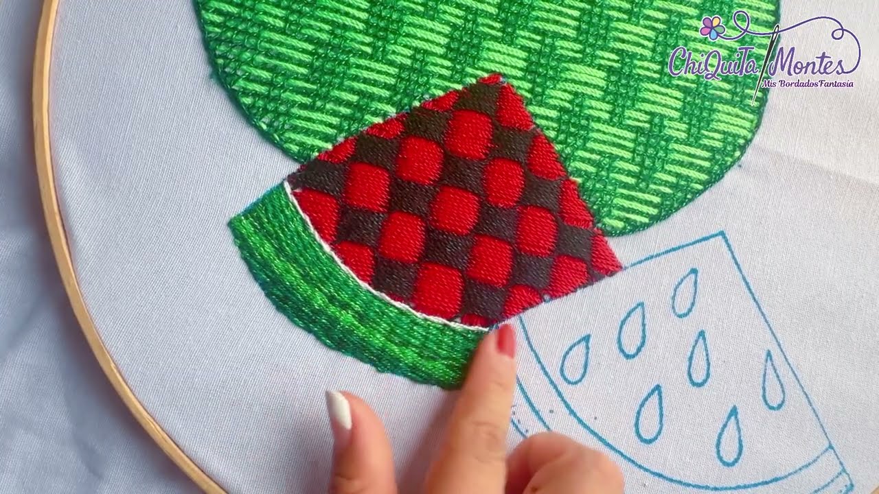 Bordado Fantasía Sandía 12 #bordado #embroidery #tutorial 