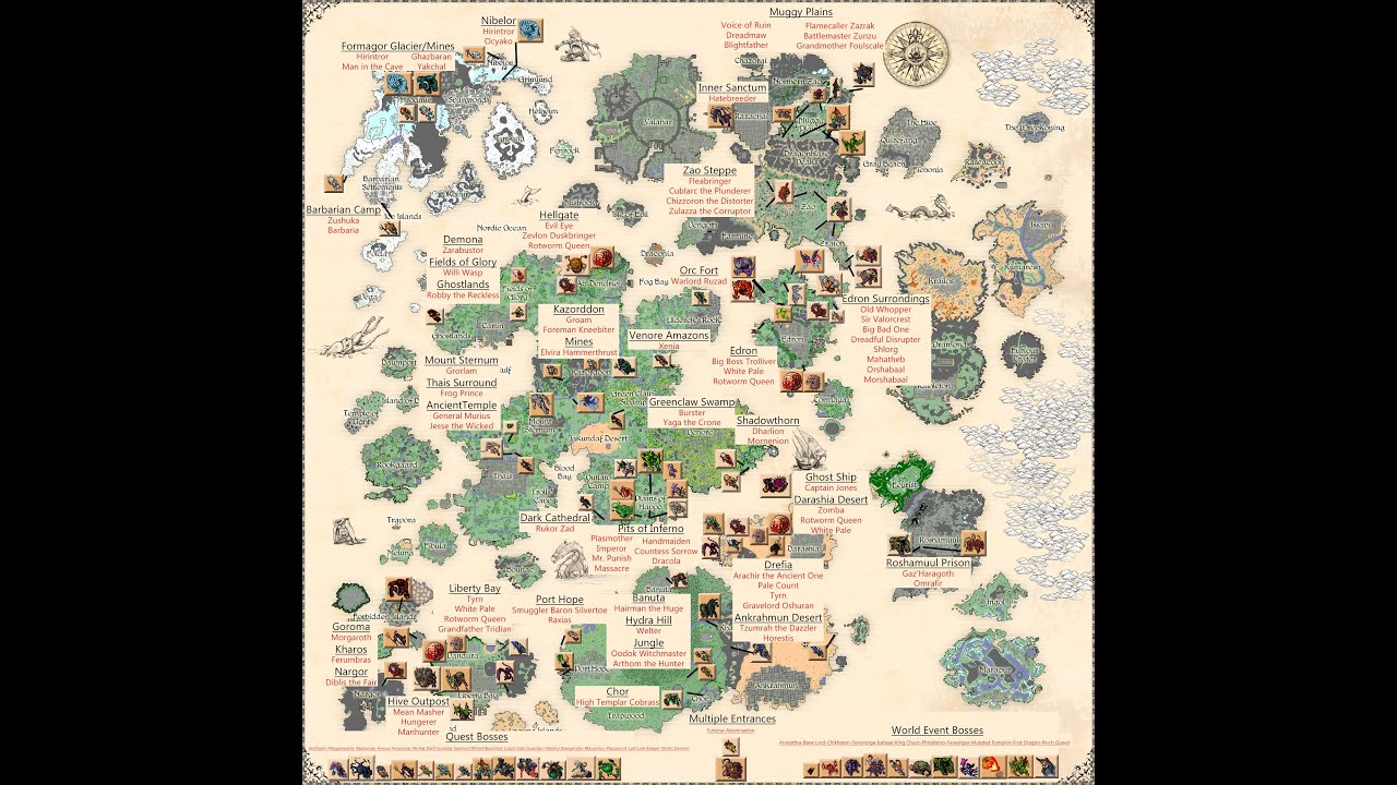 Tibia - Episode 91 - Nemesis Boss Locations