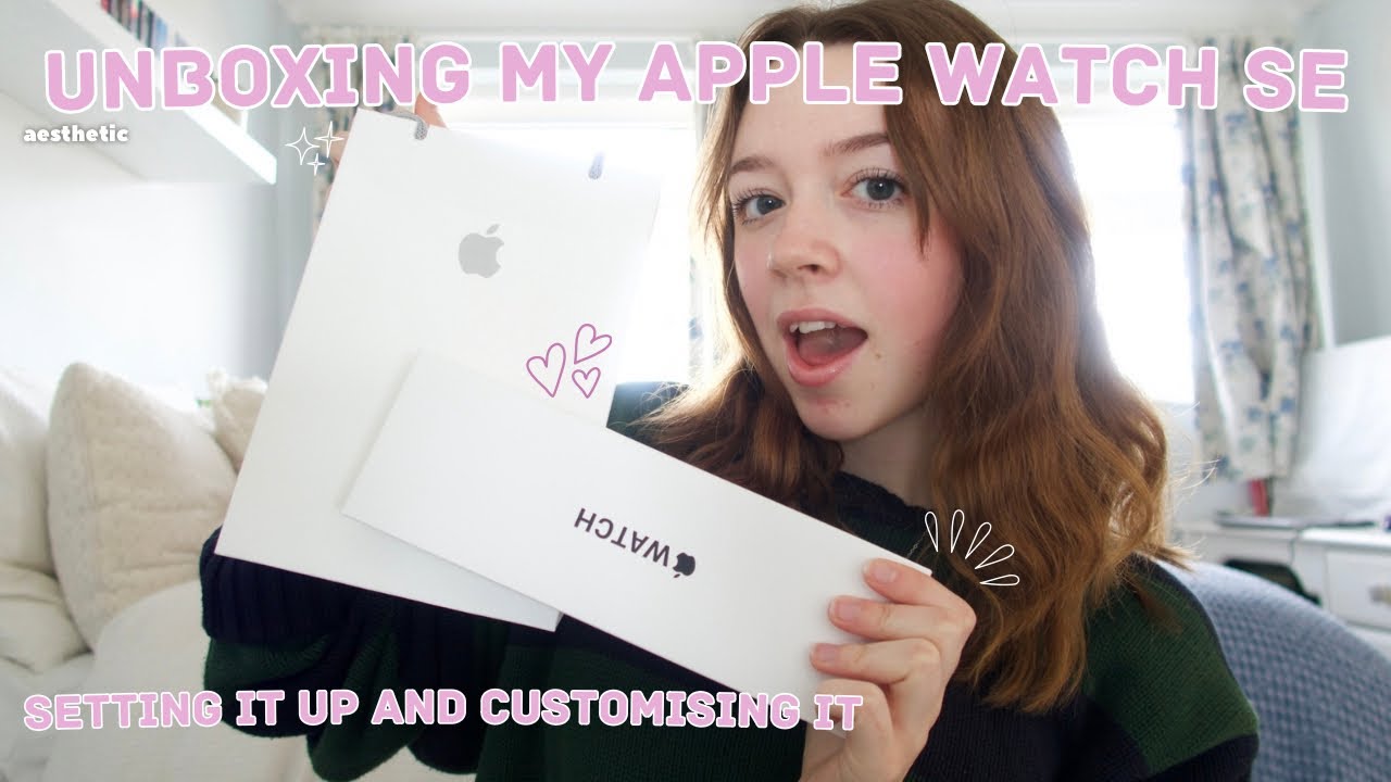 Unboxing my apple watch SE 🩷☁️ setting it up and customizing it