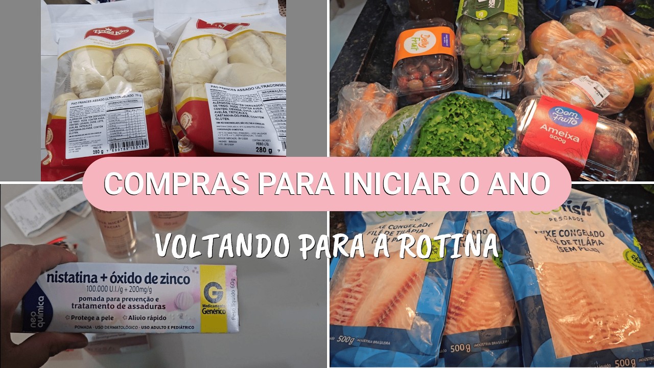 Compras de mercado, farmácia e padaria para começar o ano.