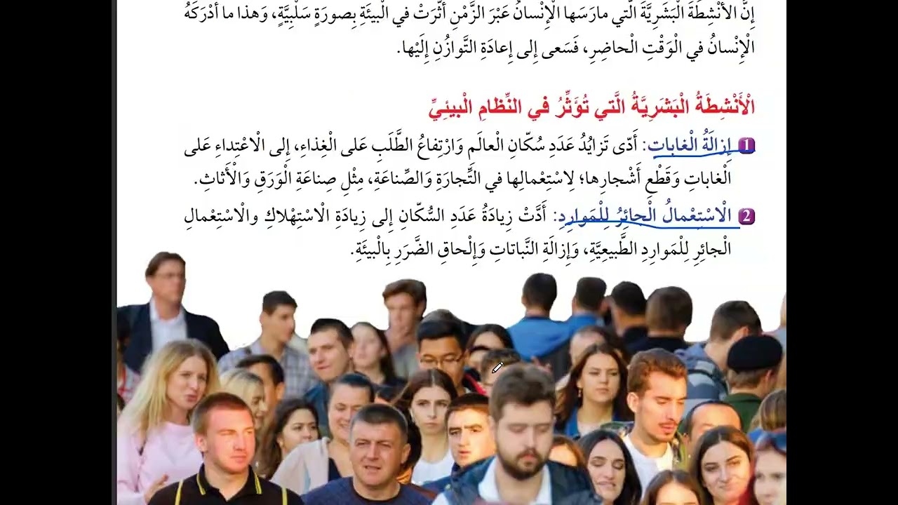 الانشطة البشرية واثرها في البيئة صف رابع اجتماعيات درس 4 الوحدة 4 ( منهاج جديد 2023 )