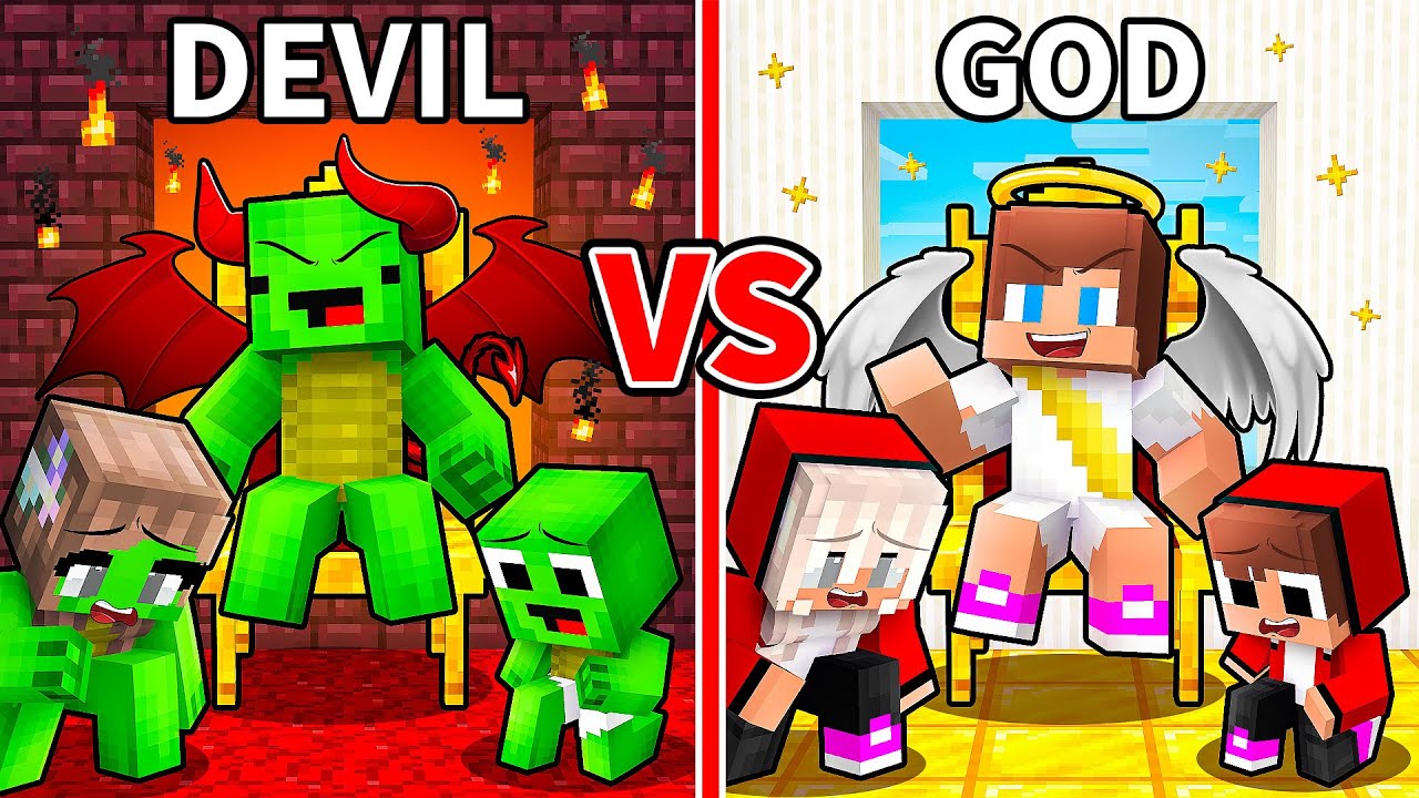 JJ and Mikey: DEVIL vs GOD Family Battle in Minecraft - Maizen