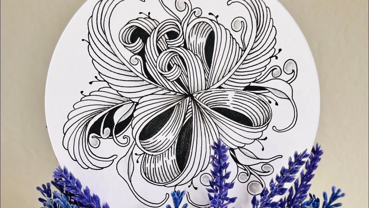 Spiral Zentangle Line Art drawing guide || Step by Step || tutorial || 禪繞畫 畫畫 lukisan