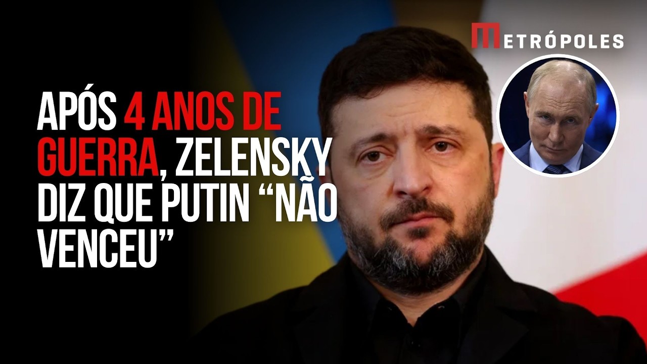 Após 4 anos de guerra, Zelensky diz que Putin “não venceu”