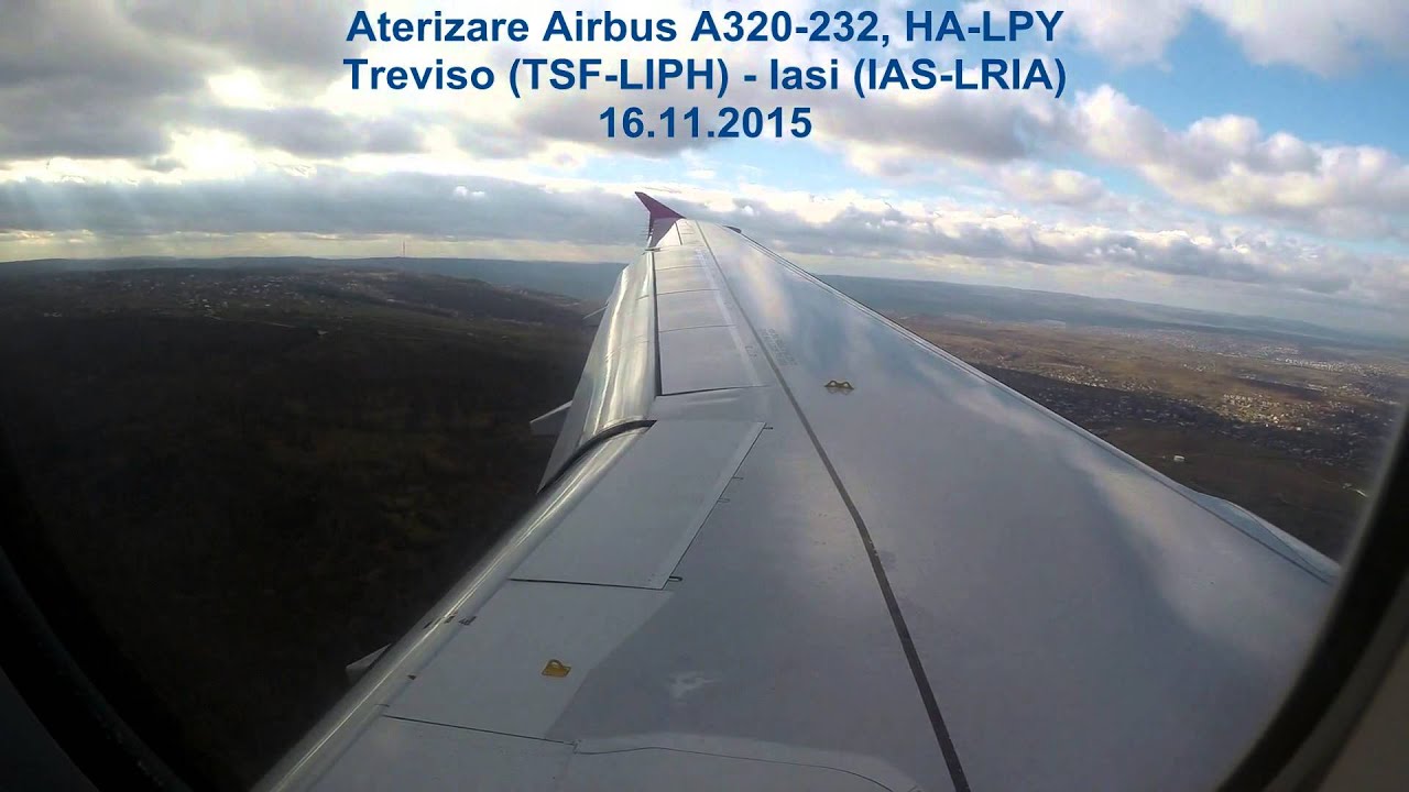 Approach and landing Airbus A320 to Iasi Airport, Romania