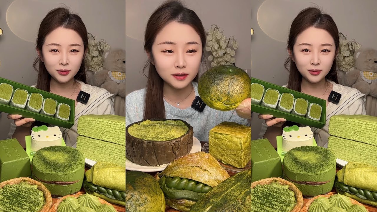 ASMR GREEN TEA DESSERT || MATCHA CREAM BREAD, MATCHA CREPE CAKE, MATCHA MOUSE