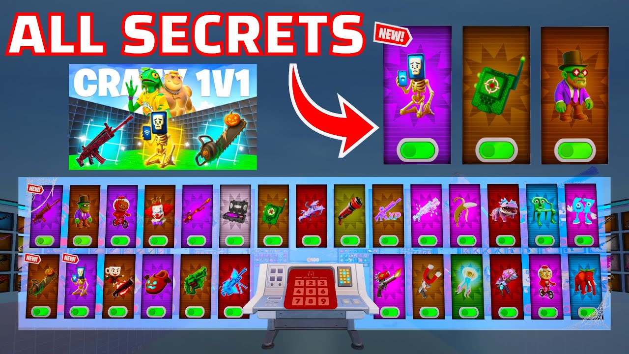 HOW TO GET EVERY SECRET IN CRAZY 1V1 FFA BY HOZZY - ALL SECRETS - AIMBOT, POT HOTSPOT, BAT AR 🔥