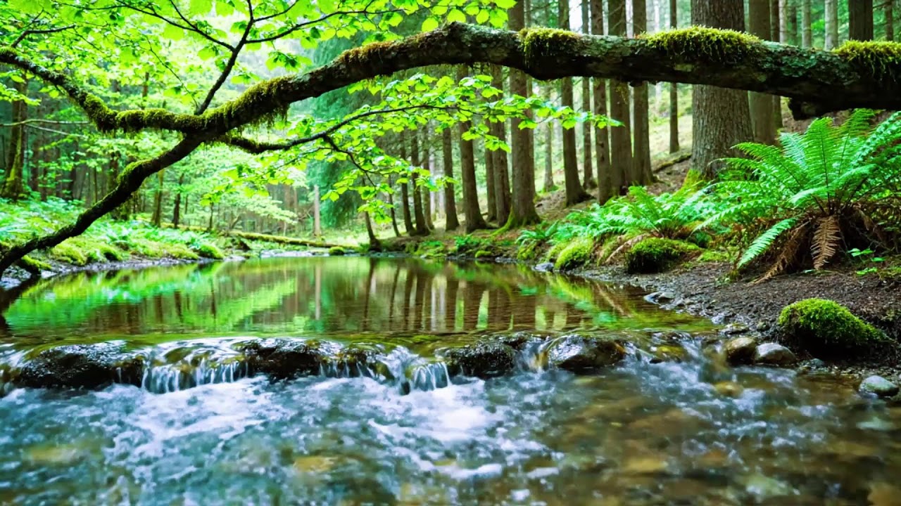 Calming Forest Ambience 🌿 River Flowing Birds Chirping in Hidden Forest Ambience for Rest, Medicine