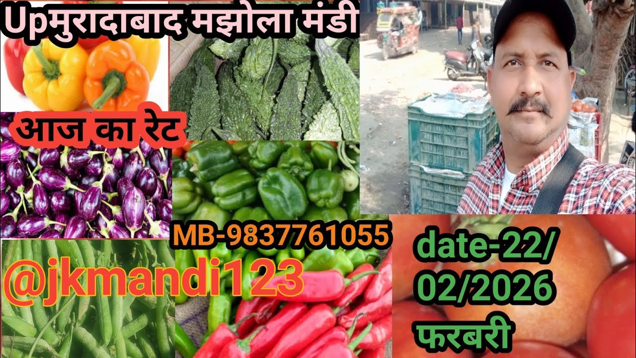 Up मुरादाबाद मझोला मझोला आज का रेट🍅🍅 🌶🌶🍆🍆🥒🥒🥔🥔🫑🫑🙏🙏 22/02/2026