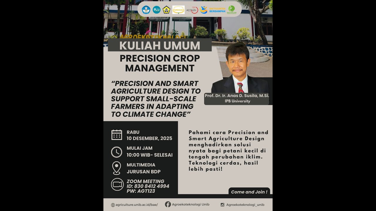 LIVE | KULIAH UMUM PRECISION CROP MANAGEMENT - JURUSAN BUDIDAYA PERTANIAN