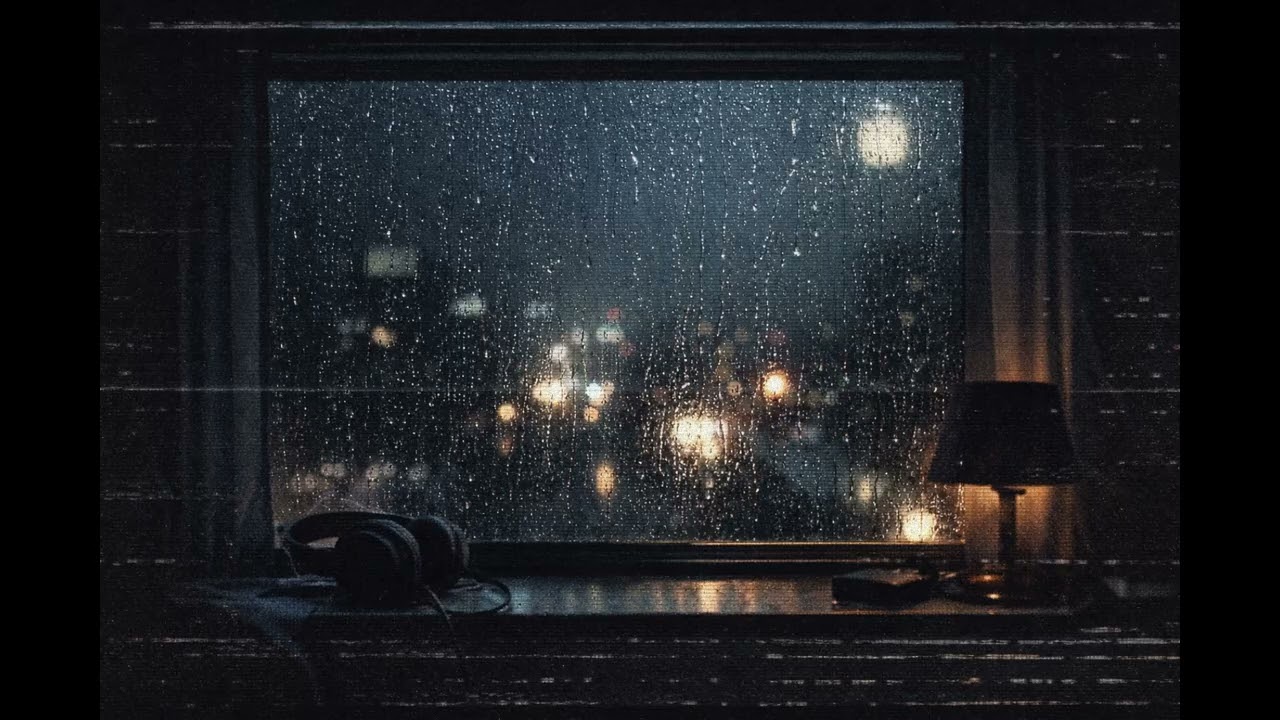Night statick — rain behind the window