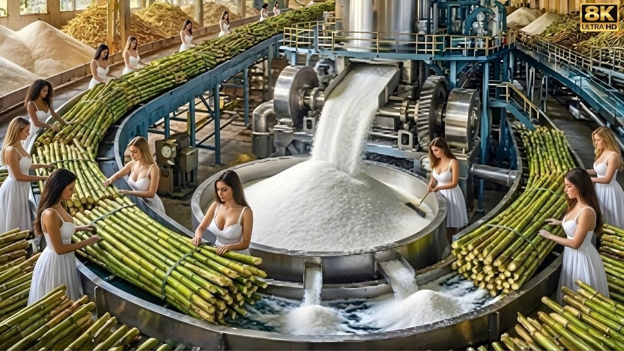 How Millions Of Raw Sugarcane Are Turned Into Sugar 🍚 (Full Factory Process)