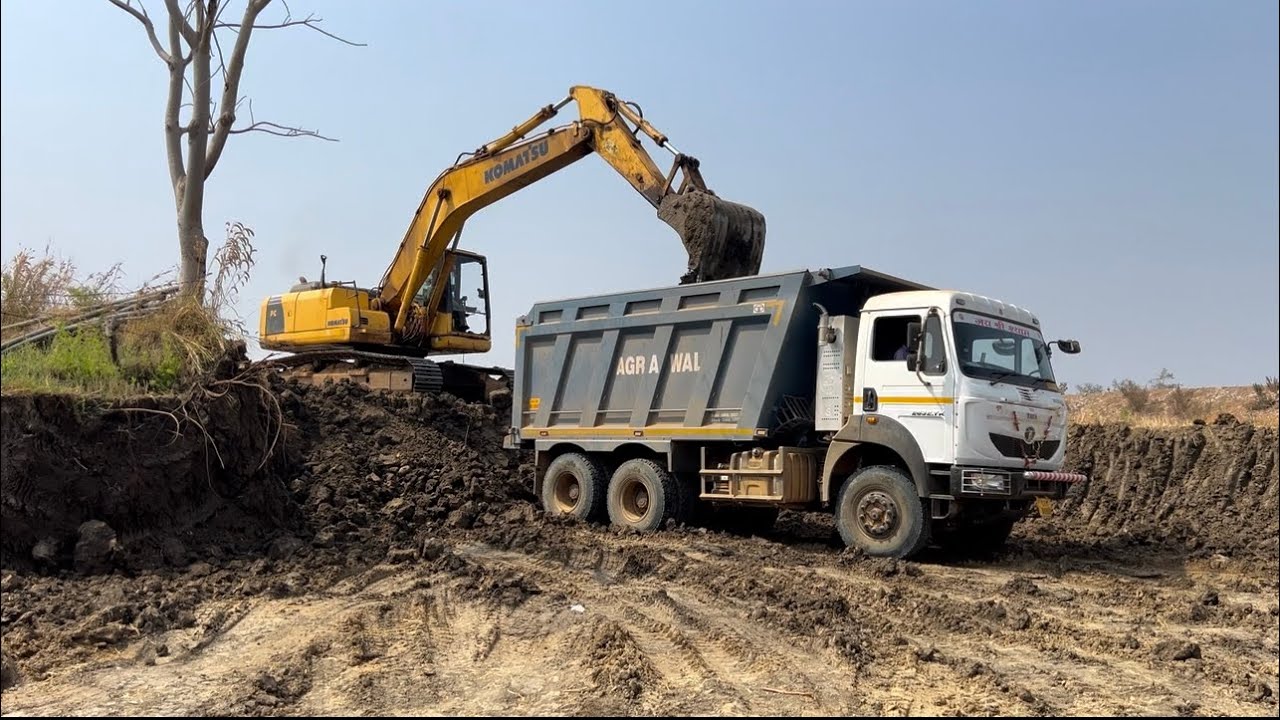New JS200 JCB Loading Mud AshokLeyland 2820 TU Truck | JCB Mud Loading Video 