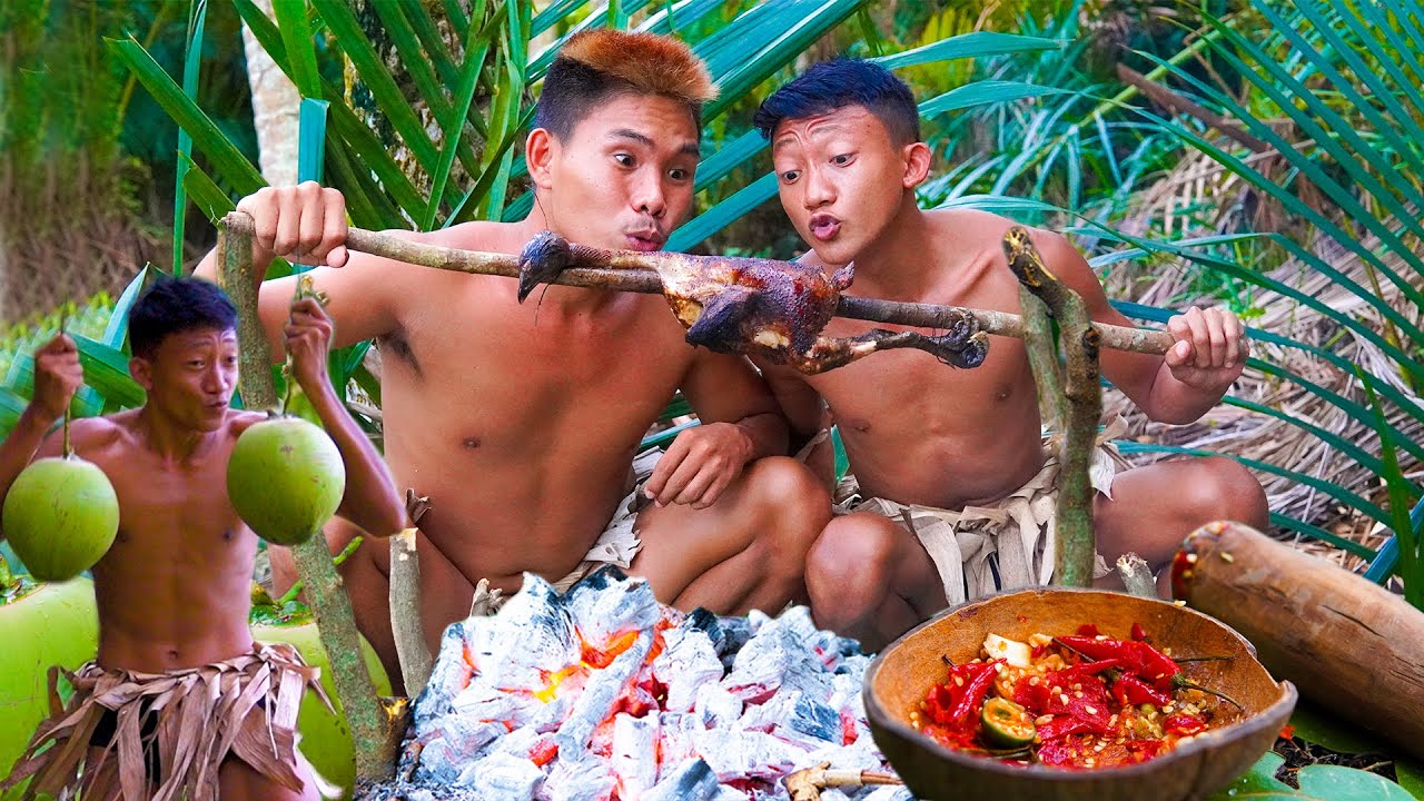 Premitive life #3 - New Version (PHILIPPINES) Catch & Cook Eating Delicious Chicken | Boy Tapang🥵🇵🇭