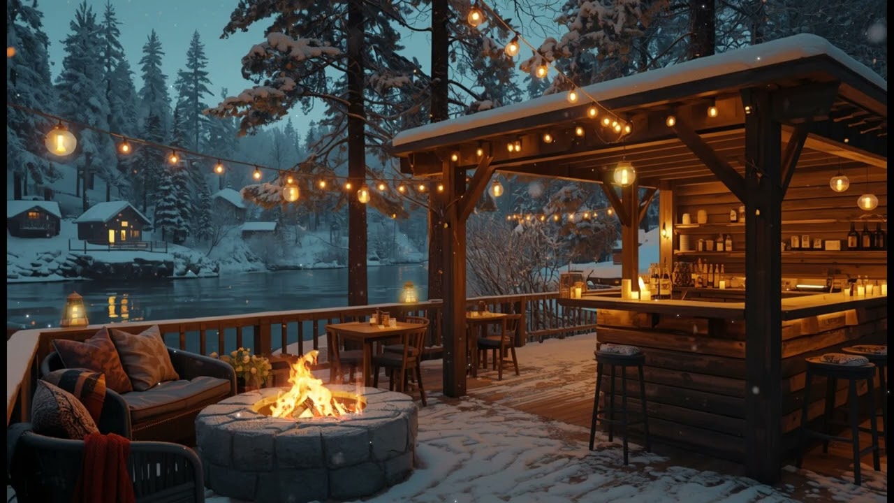 🎷January Cafe Jazz Gentle Jazz of Outdoor Cafe by the Tranquil River for a Peaceful & Positive Mood