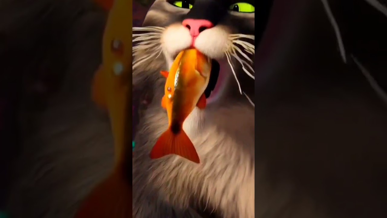 Cat eating fish #cat #shorts #cuteaianimation