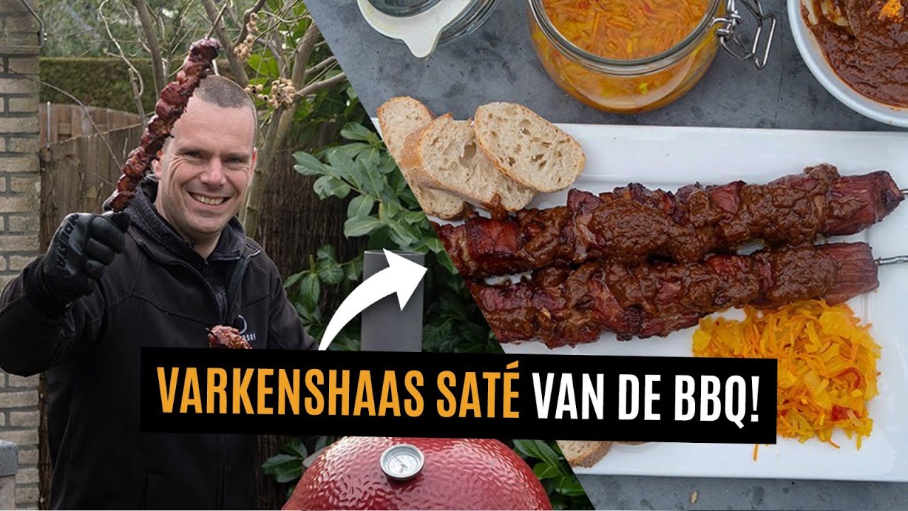 Varkenshaas saté van de BBQ met zelfgemaakte atjar en pindasaus! - BBQPROOF