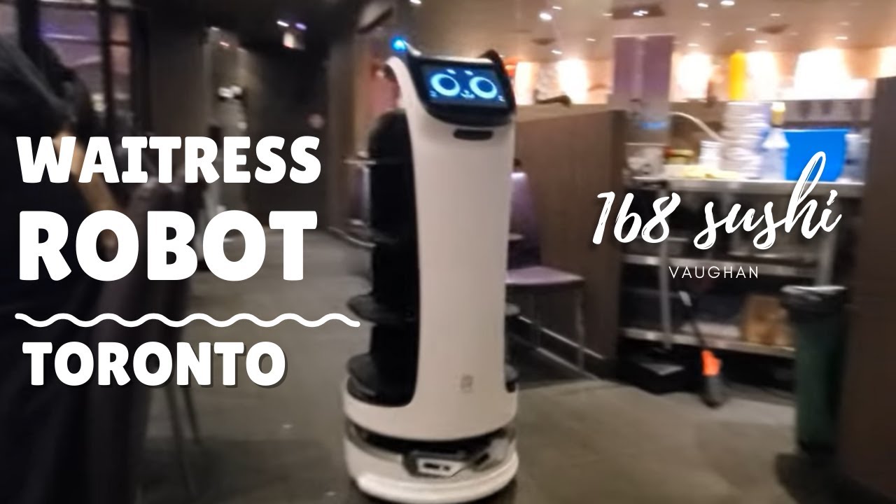 BellaBot Robot Waitress at 168 Sushi Vaughan Toronto Canada 2021 vlog