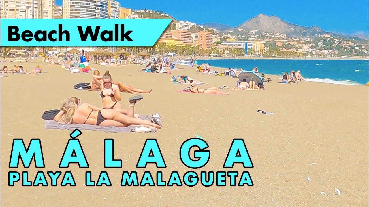 Málaga beach walk - Easter 2023 - Playa la Malagueta, Spain 4K immersive virtual tour