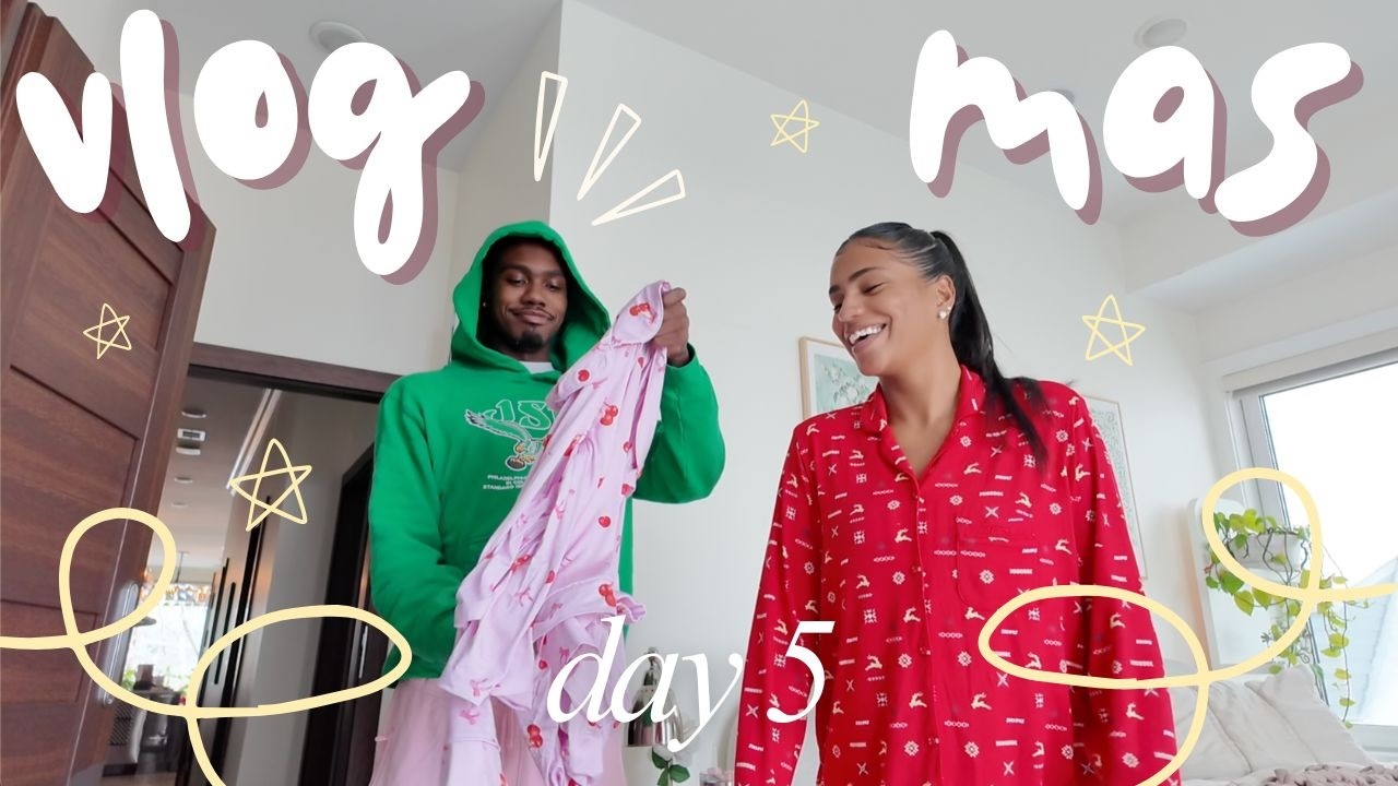 VLOGMAS ♡ day 5 (SNOW DAY!!! cozy pajama party, putting up christmas tree, decorating, skincare +!!)